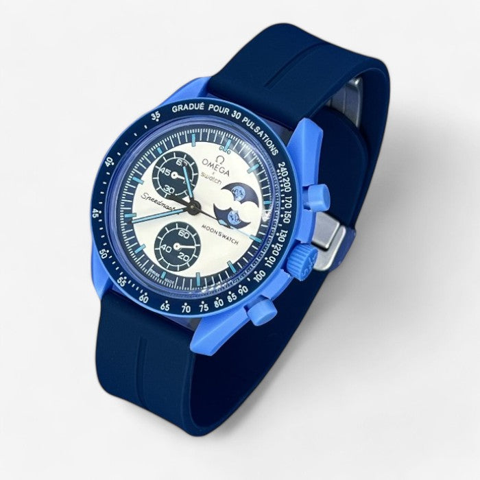 Bracelet MoonSwatch en Caoutchouc Rainuré à Clips