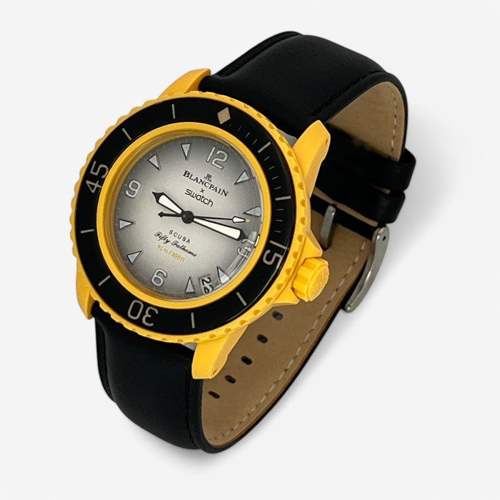Bracelet Blancpain x Swatch en Cuir Véritable Lisse