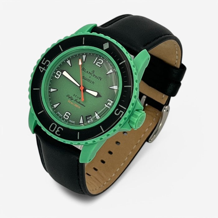 Bracelet Blancpain x Swatch en Cuir Véritable Lisse
