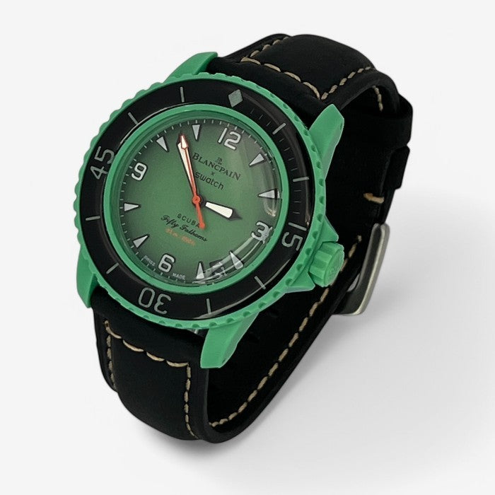 Bracelet Blancpain x Swatch en Vrai Cuir Clair