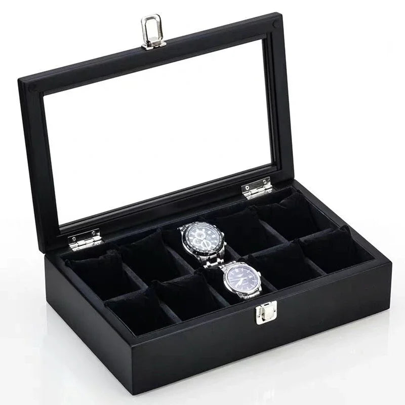 Boite à montre - Noir corbeau de Luxe Spacieuse