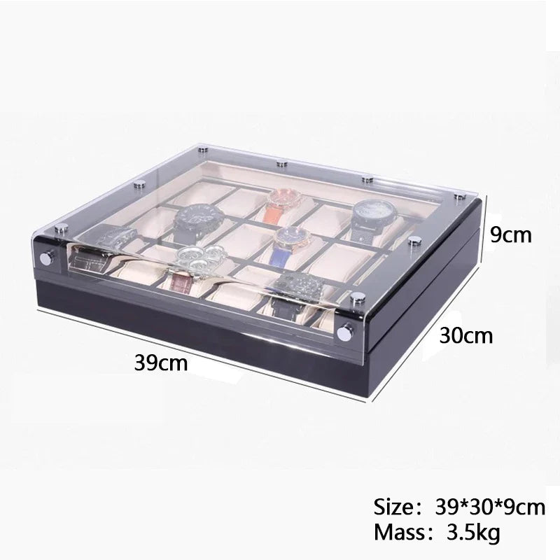 Boite à montre damier avec couvercle transparent Grandiose