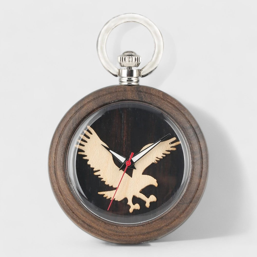 Montre À Gousset Bois - Aigle Majestueux