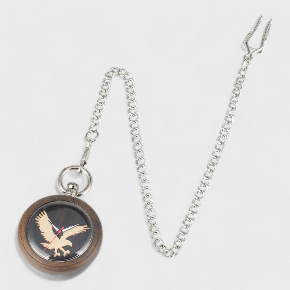 Montre À Gousset Bois - Aigle Majestueux