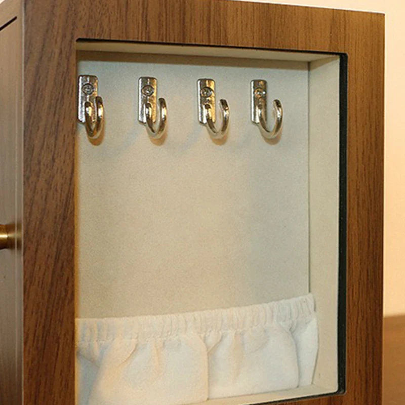 Boîte À Bijoux Bois Naturel Avec Vitre Transparente