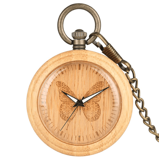 montre à gousset bois  papillon