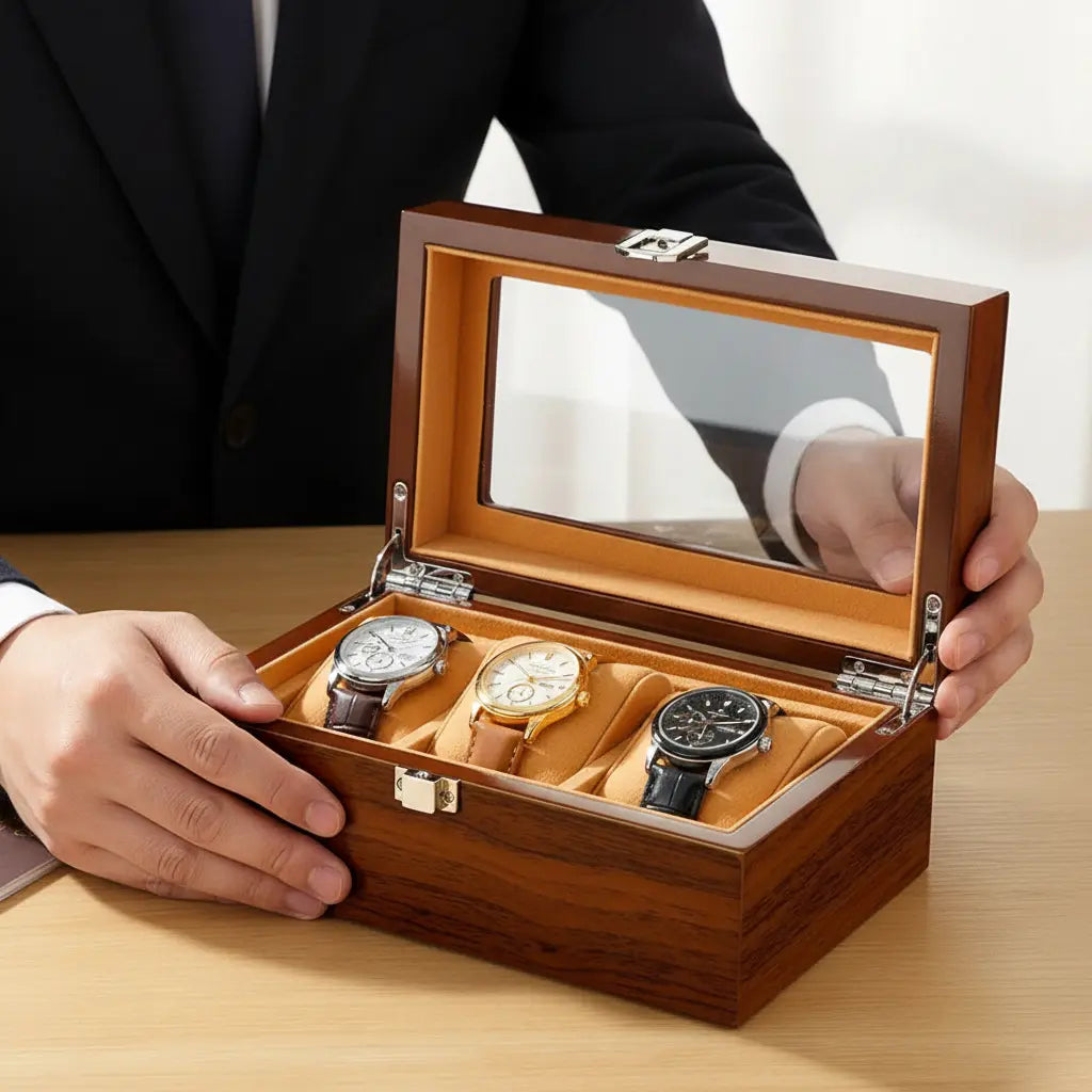 Boite à montre Bois Rouge Elegancia - Série 3 - Maison Horloger 