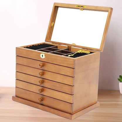 Boîte À Bijoux En Bois 6 Tiroirs
