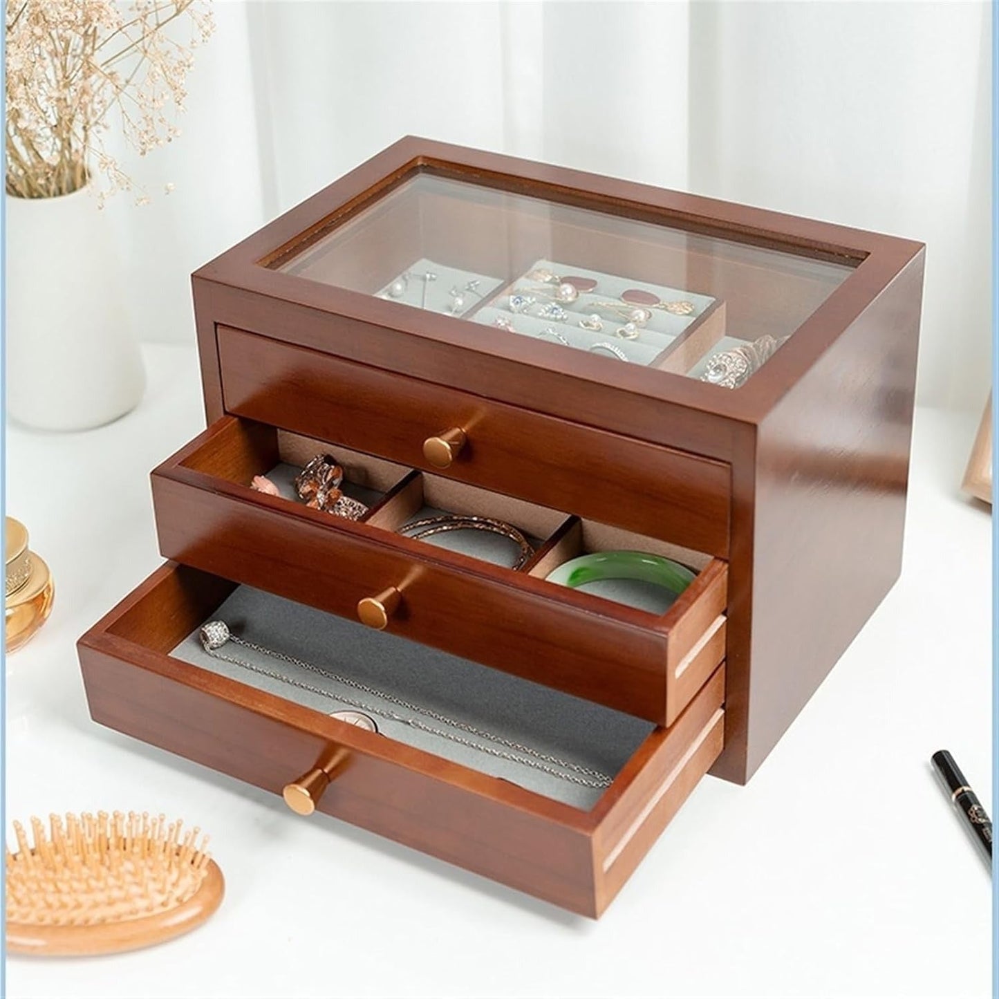 Boîte À Bijoux Vintage 3 Tiroirs