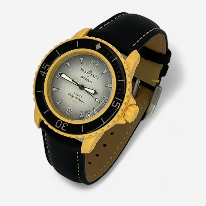 Bracelet Blancpain x Swatch en Cuir Véritable Lisse