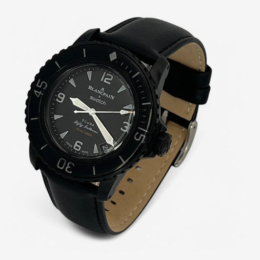 Bracelet Blancpain x Swatch en Cuir Véritable Lisse