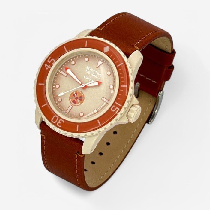 Bracelet Blancpain x Swatch en Cuir Véritable Lisse