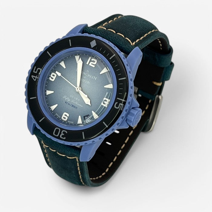 Bracelet Blancpain x Swatch en Vrai Cuir Clair