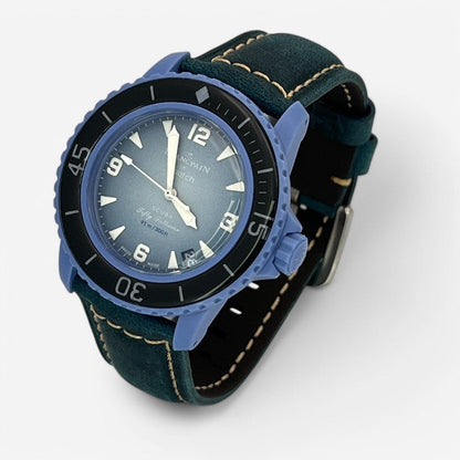 Bracelet Blancpain x Swatch en Vrai Cuir Clair