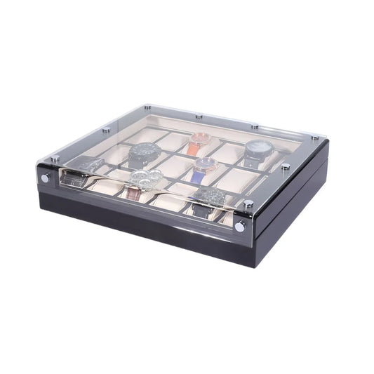 Boite à montre damier avec couvercle transparent Grandiose
