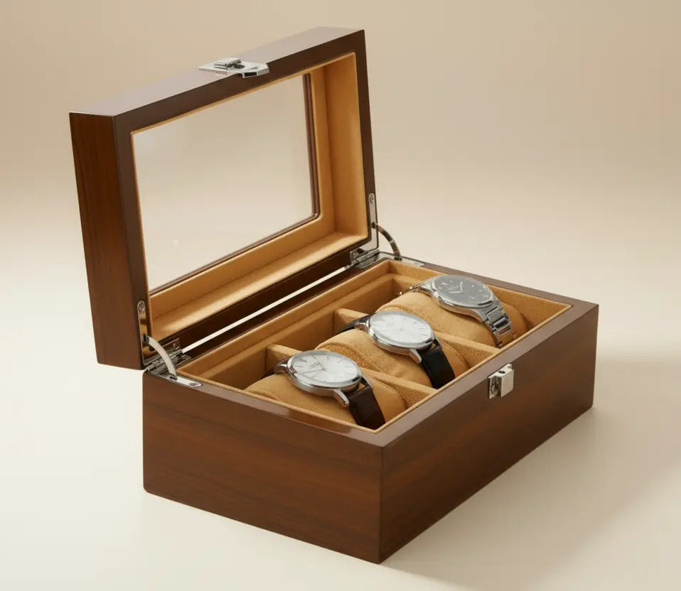 Boite à montre Bois Rouge Elegancia - Série 3 - Maison Horloger 