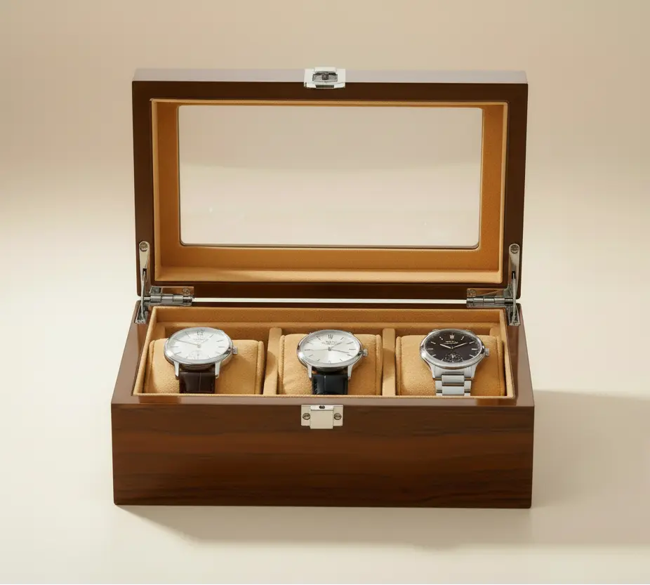 Boite à montre Bois Rouge Elegancia - Série 3 - Maison Horloger 