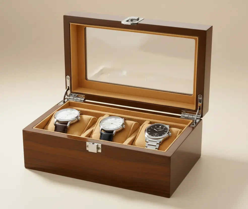 Boite à montre Bois Rouge Elegancia - Série 3 - Maison Horloger 