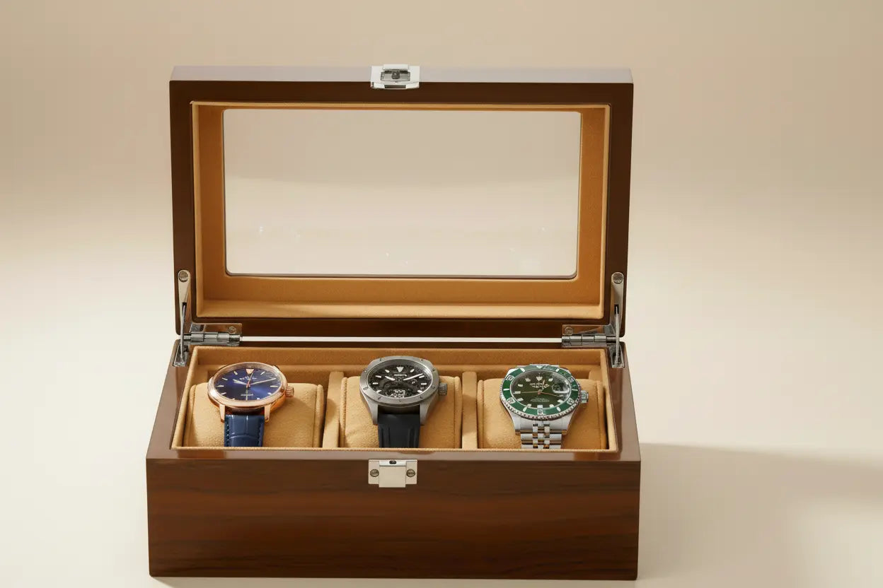 Boite à montre Bois Rouge Elegancia - Série 3 - Maison Horloger 