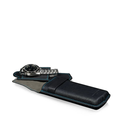 Boite à Montre - Etui Saffiano Bleu