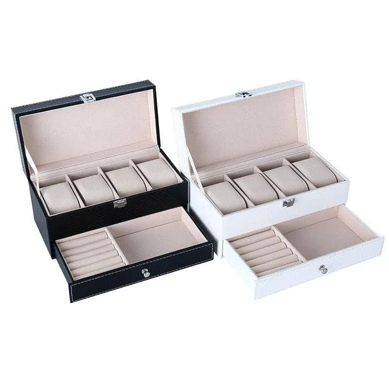 Boite à montre en Cuir Noir 4 Emplacements