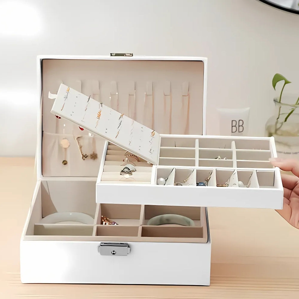 Boîte À Bijoux Cuir Blanc
