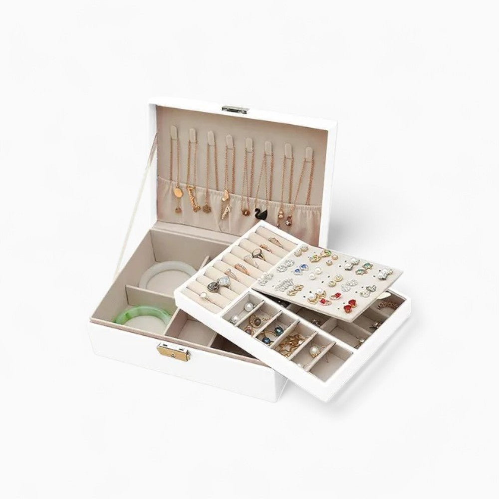 Boîte À Bijoux Cuir Blanc