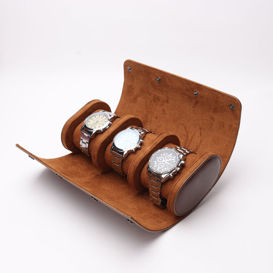 Étui de rangement pour montres en cuir vintage -  Nomade (3 montres) - Maison Horloger 