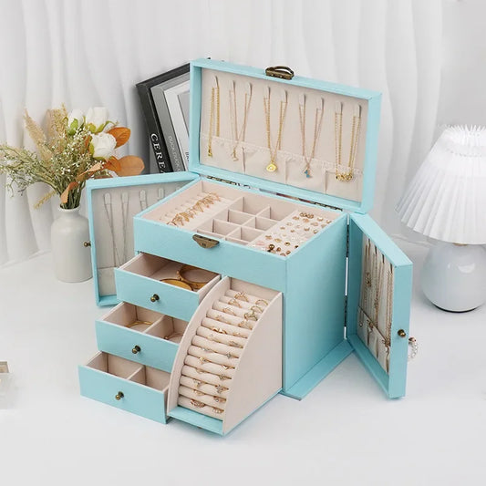 Boîte à Bijoux Grande Capacité avec Tiroirs et Compartiments