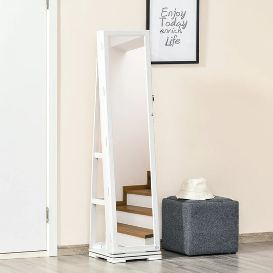 Armoire À Bijoux Blanche Sur Pied Miroir 360°