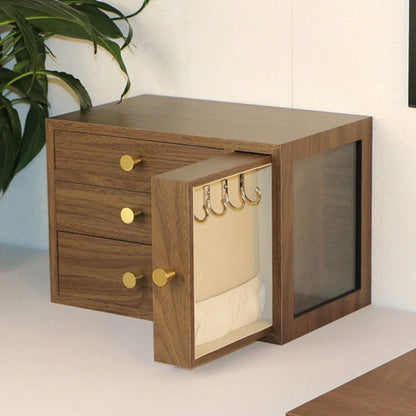 Boîte À Bijoux Bois Naturel Avec Vitre Transparente