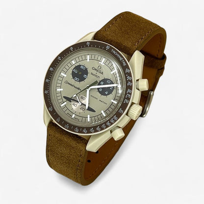 Bracelet MoonSwatch en Cuir Véritable Clair