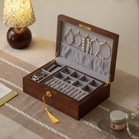 Boîte À Bijoux Ancienne En Bois Fermeture À Clé