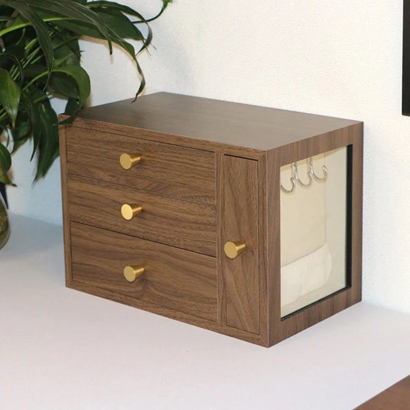 Boîte À Bijoux Bois Naturel Avec Vitre Transparente