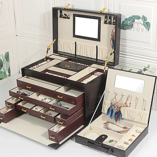 Boîte À Bijoux En Cuir Croco