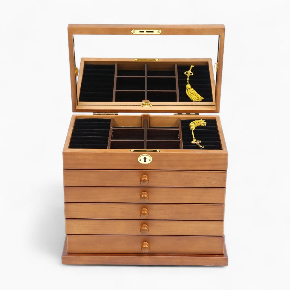 Boîte À Bijoux En Bois 6 Tiroirs