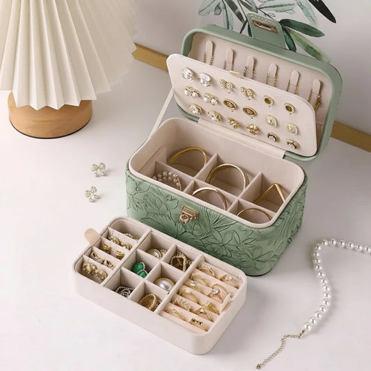 Boîte À Bijoux En Cuir Avec Motif Floral