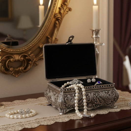 Boîte À Bijoux Gothique En Métal Sculpté