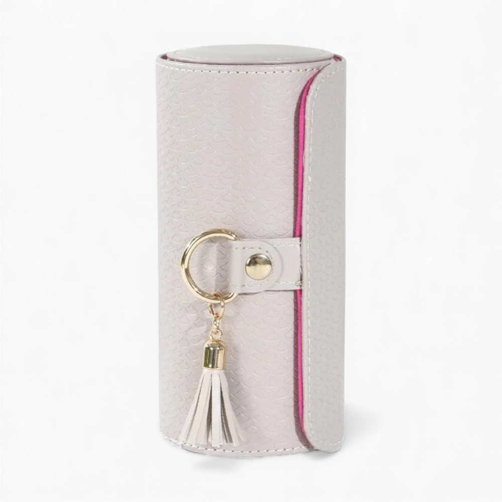 Boîte À Bijoux Cylindrique En Cuir Rotative