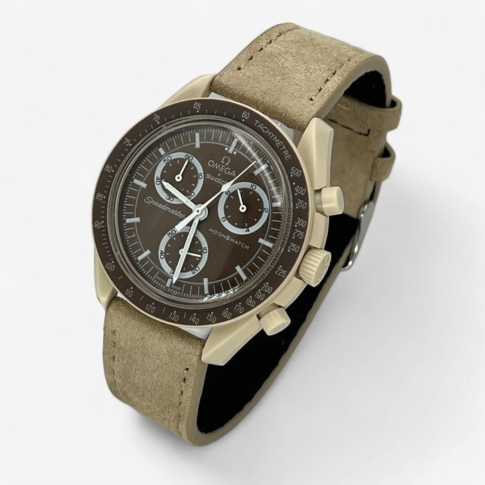 Bracelet MoonSwatch en Cuir Véritable Clair