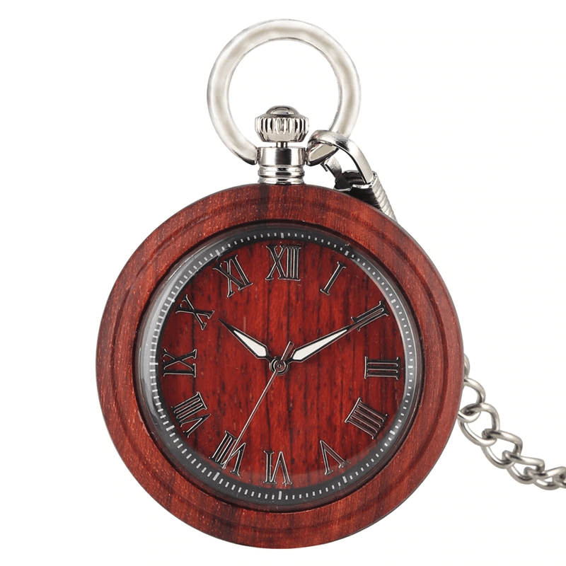 Montre à gousset bois rouge 