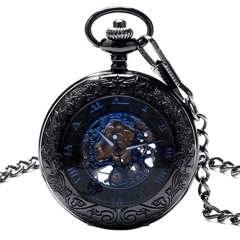 montre de poche bleu 