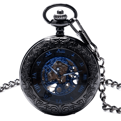 montre de poche bleu 